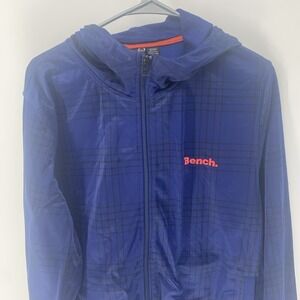 Men's Bench Blue Black Plaid Fleece Lined Full Zip Up Jacket Size XL Extra Large